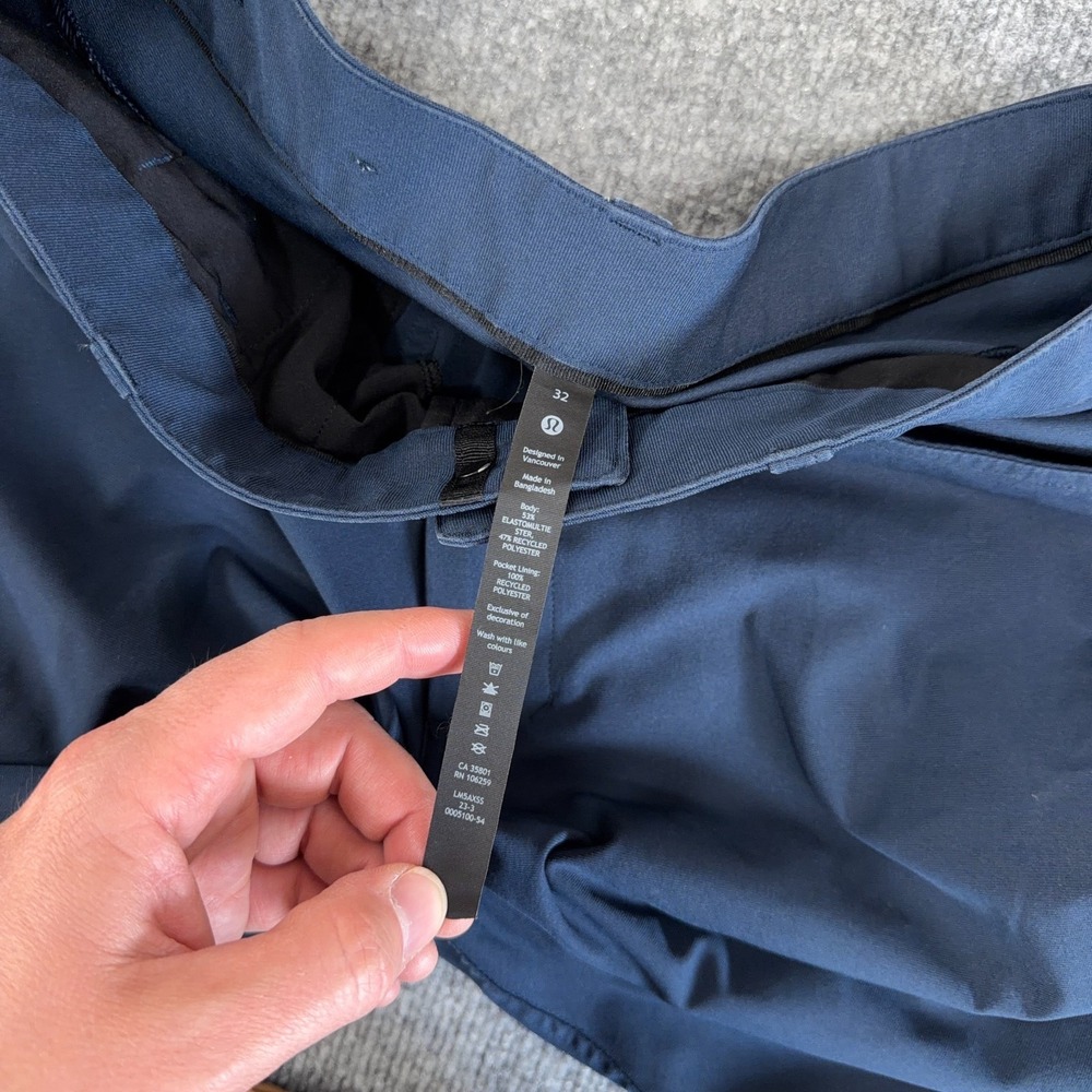 Lululemon Pants Men 32x29 Navy ABC Pant Relaxed Fit Warpstreme Tech Chino Golf - Picture 7 of 10